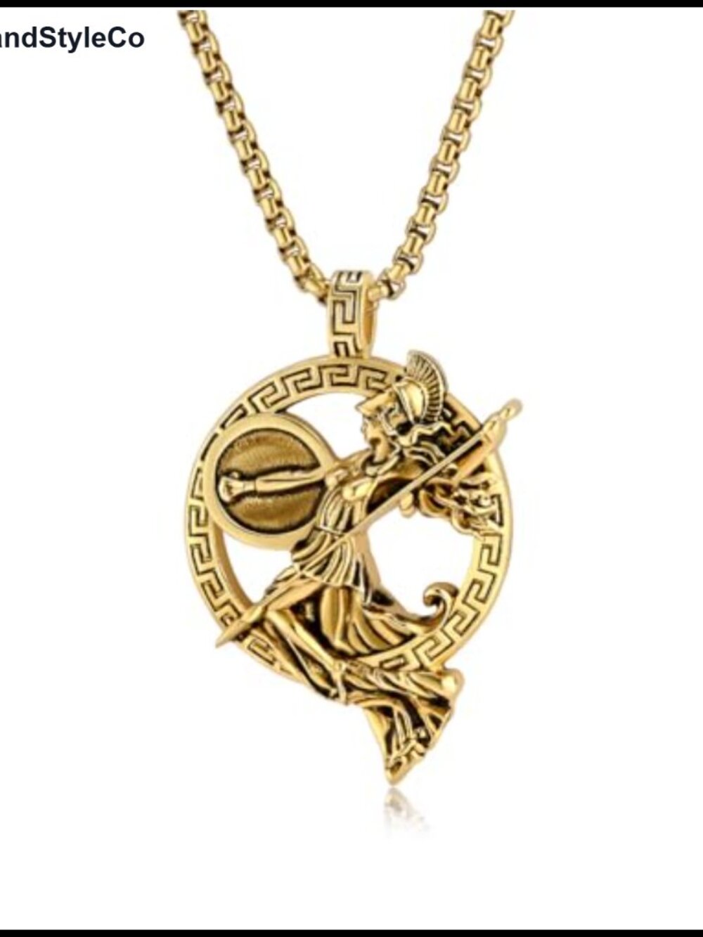 Greek Goddess Athena Stainless Steel Pendant Necklace Mythological Jewelry